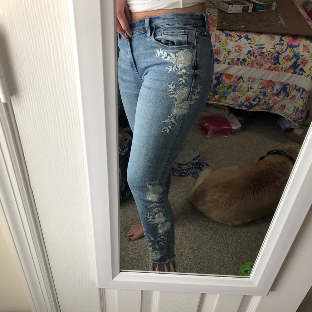 Coco and Carmen boutique embroidered floral jeans
